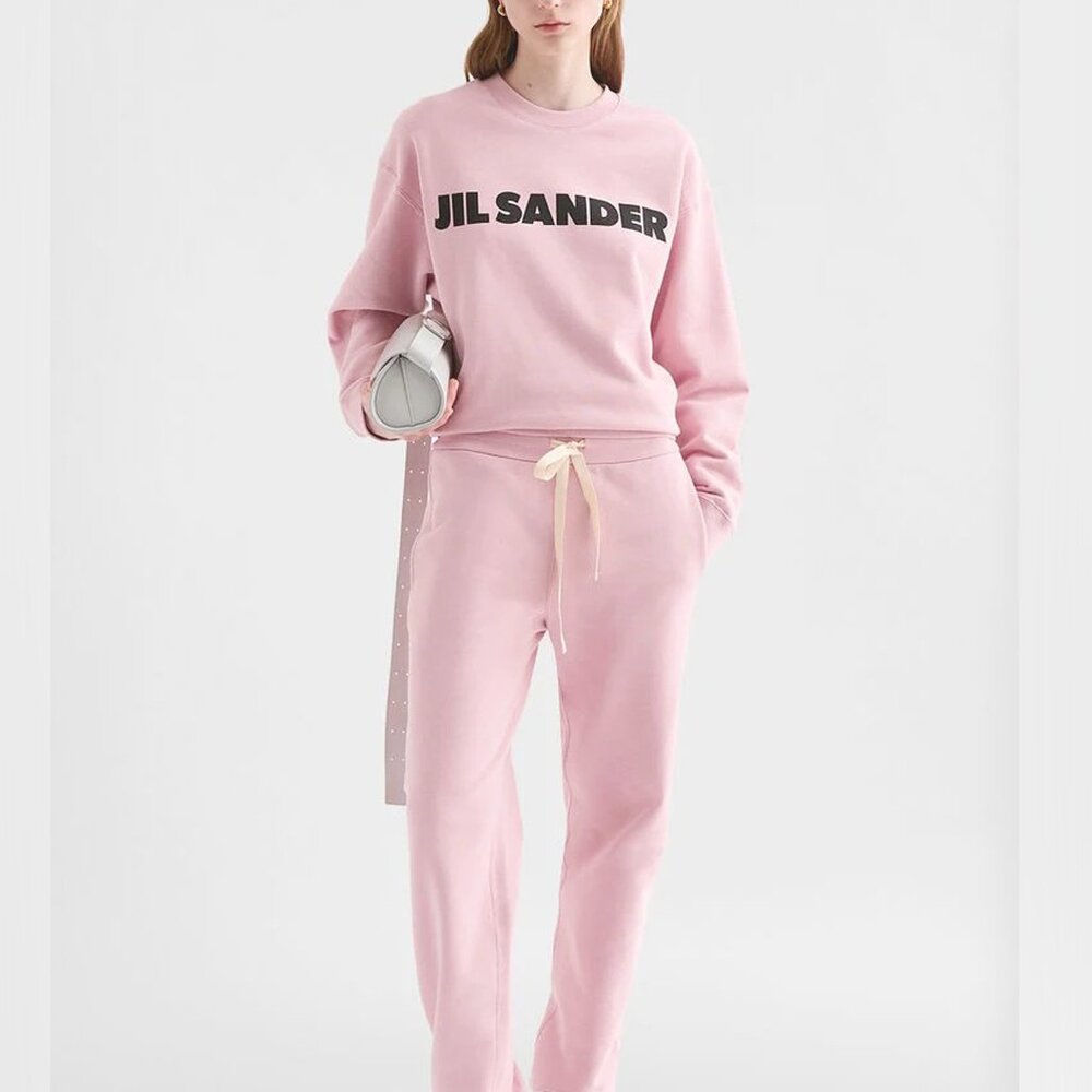 Jil Sander Long-sleeved cotton terry sweatshirt with printed Jil Sander logo